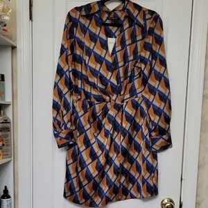 Banana Republic Abstract Mini Dress - Blue and Tan
